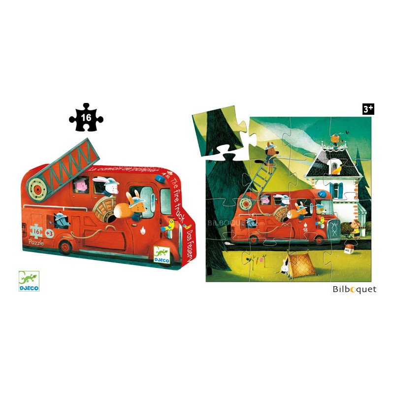 Djeco - puzzle silhouette - le camion de pompier - 16 pièces - Et