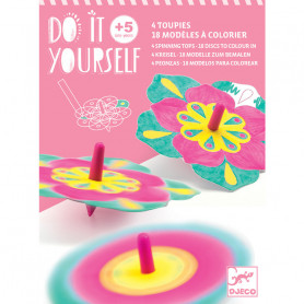 Do It Yourself flowers - 4 spinning top ans 18 discs to colours in