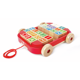 Pull cart with alphabet stacking blocks