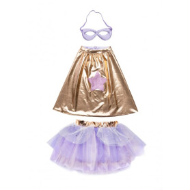 Gold/Lilac Superheroine Skirt with Cape and Mask