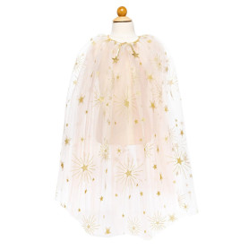 White and gold sequined cape with stars