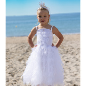 Robe blanche lac des cygnes avec sa couronne argentée - taille 5-7ans