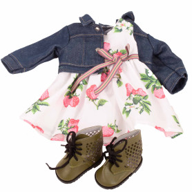 Strawberry Dress, Jean Jacket and Shoes Set for Doll 45-50 cm - Götz