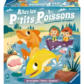 Plateau Allez les P'tits Poissons Ravensburger, pions poissons jeu Ravensburger.