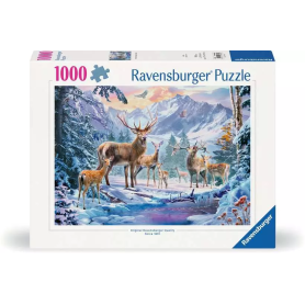 Puzzle 1000 pièces - Chevreuils et Cerfs en Hiver - Ravensburger