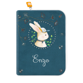 Protège carnet de santé Lapin casquette