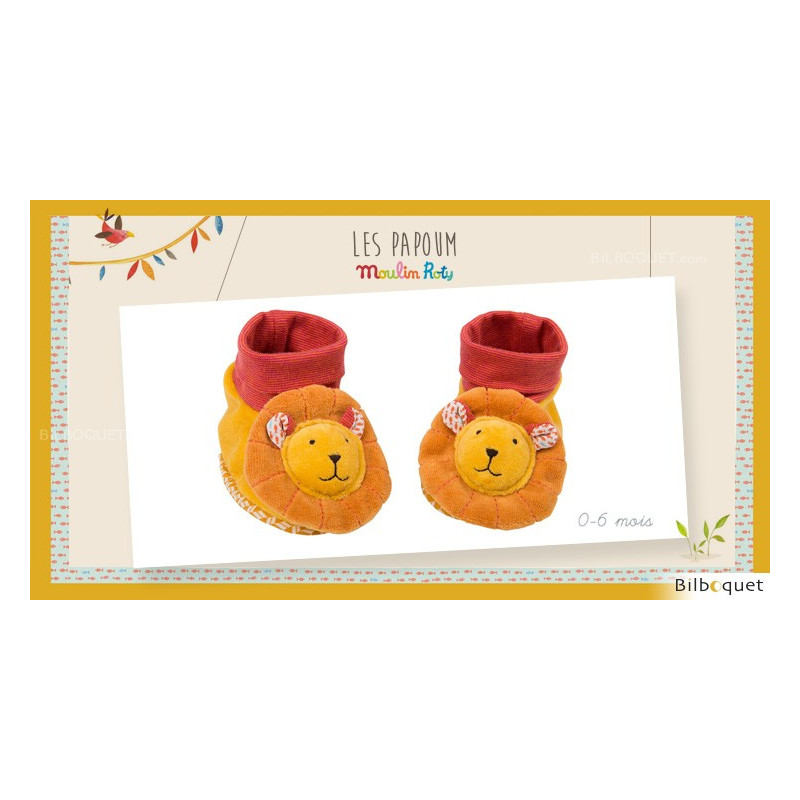 Chaussons Lion Pour Bebe 0 6 Mois Les Papoum Moulin Roty